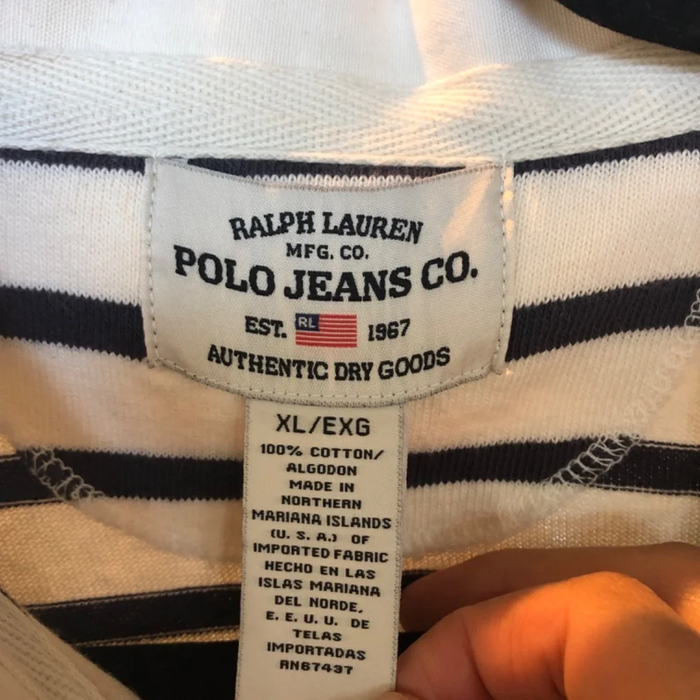 Ralph Lauren Polo Jeans Co Striped Polo Shirt XL Cotton Classic Black White